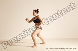 Underwear Martial art Woman White Moving poses Average long colored Dynamic poses Academic